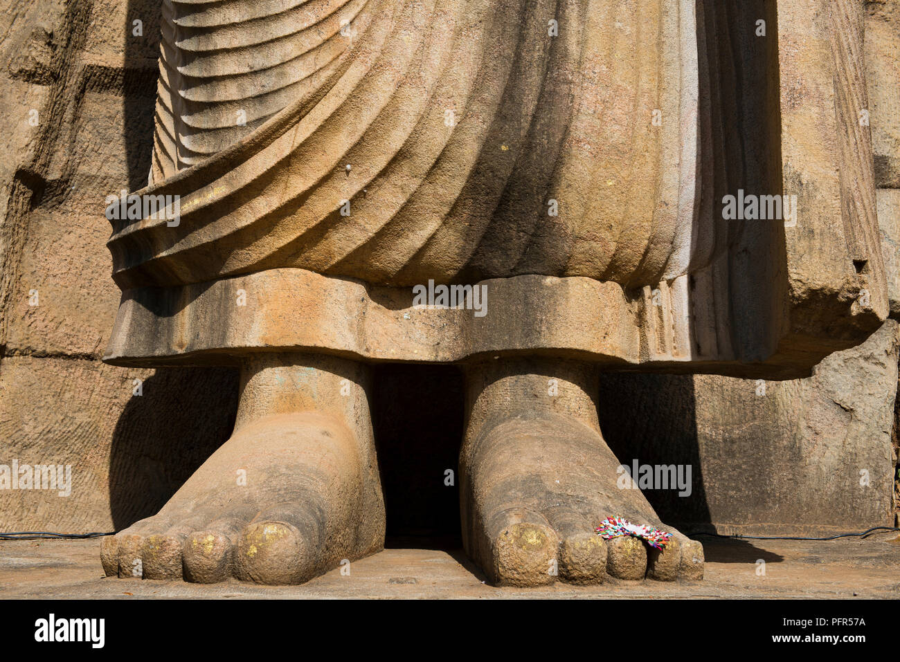 Sri Lanka, North Central Province, Awukana Vtharaya, feet of Avukana Buddha Stock Photo