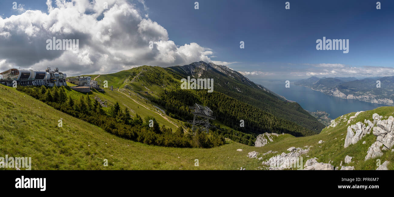 panorama over lake garda from the summit of monte baldo Stock Photo