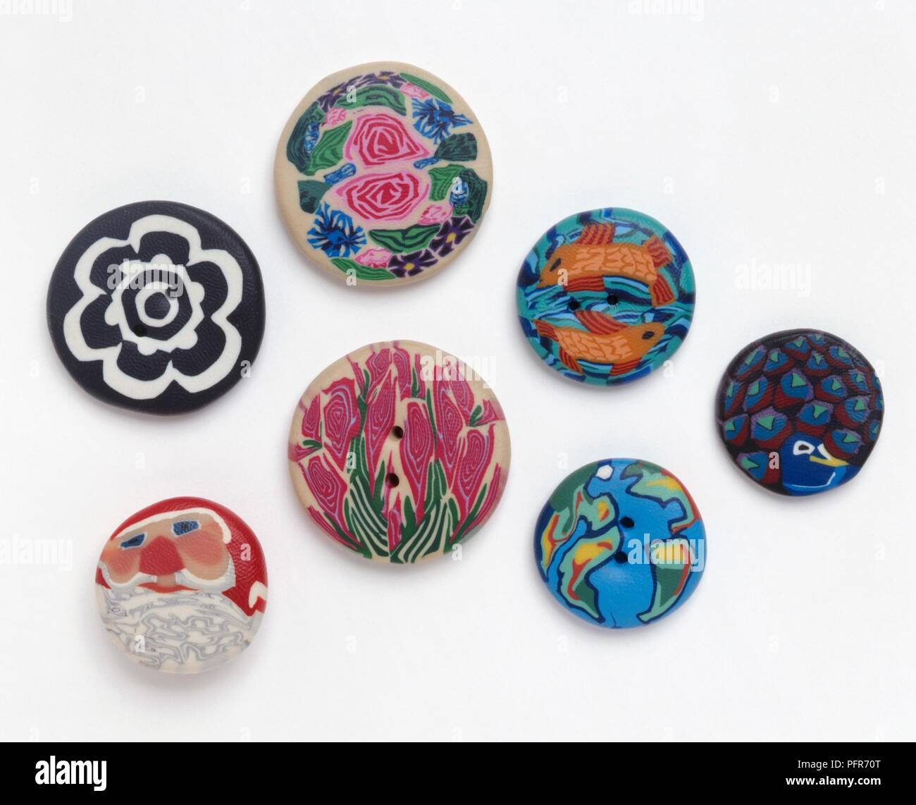 A collection of millefiori buttons Stock Photo