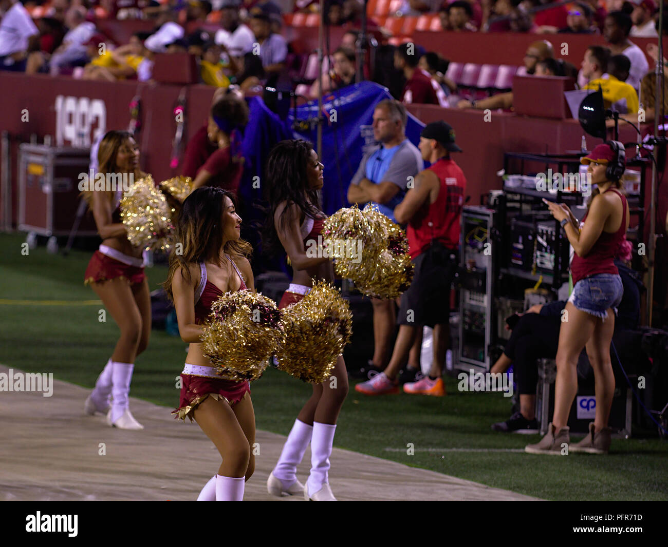 Washington Redskins Cheerleaders at home preseason game against New York Jets Stock Photo