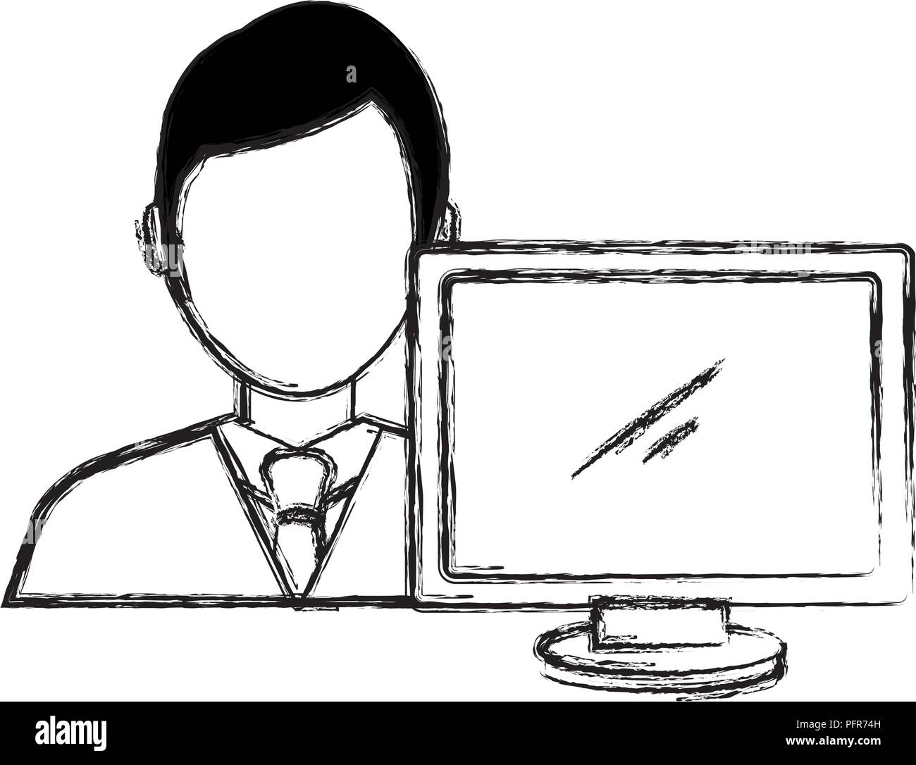 businessman with computer avatar vector illustration design Stock ...