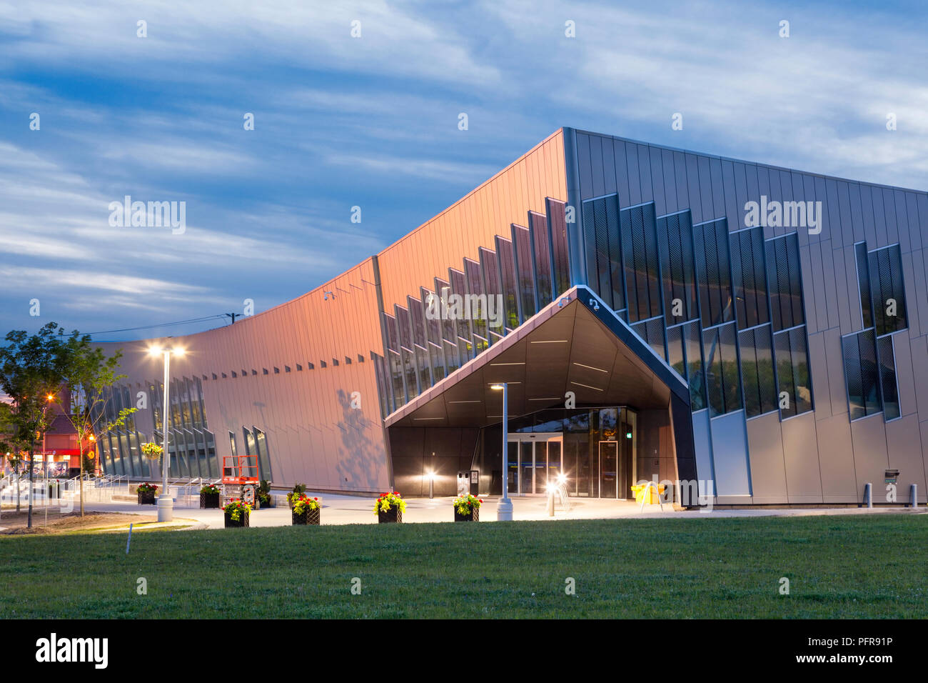 Vaughan Civic Centre Resource Library at dusk. Vaughan, Ontario, Canada. Stock Photo