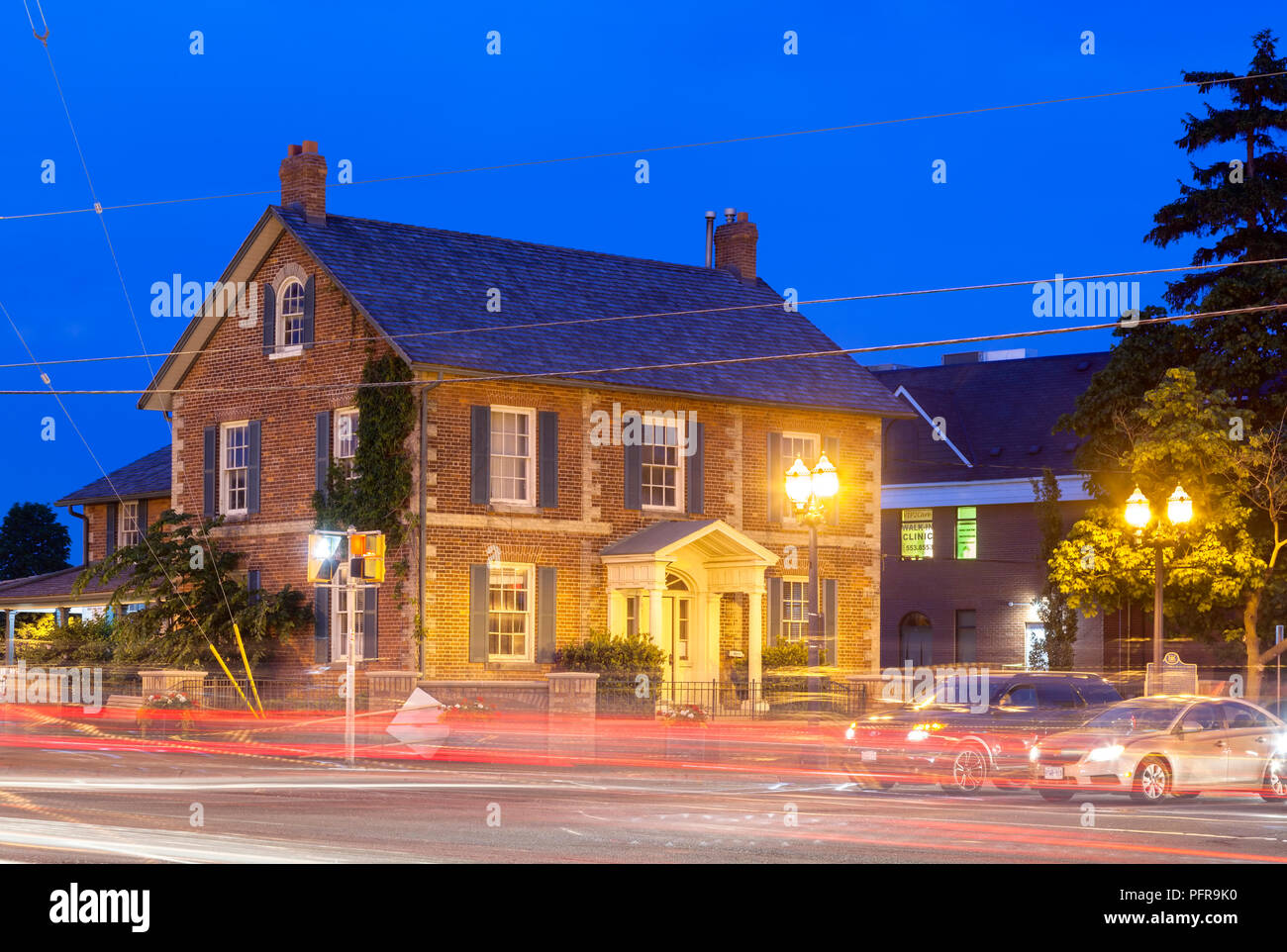 The Vaughan Business Enterprise Centre at dusk in downtown Vaughan, Ontario, Canada. Stock Photo