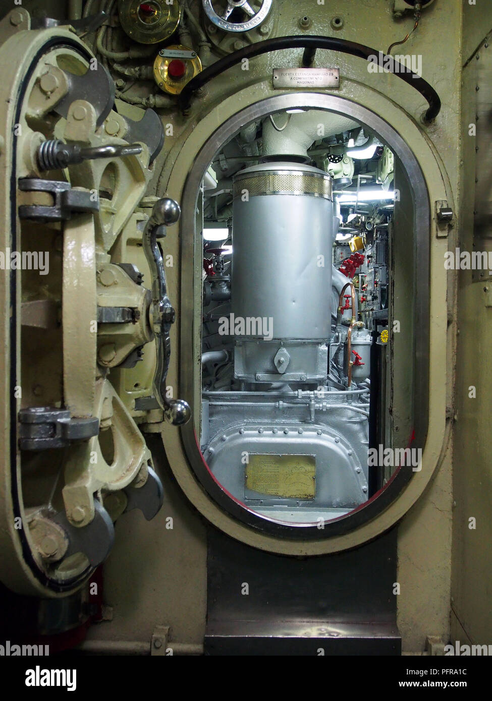 Hatch view of General Motors 278A diesel engines of the BAP Abtao (SS