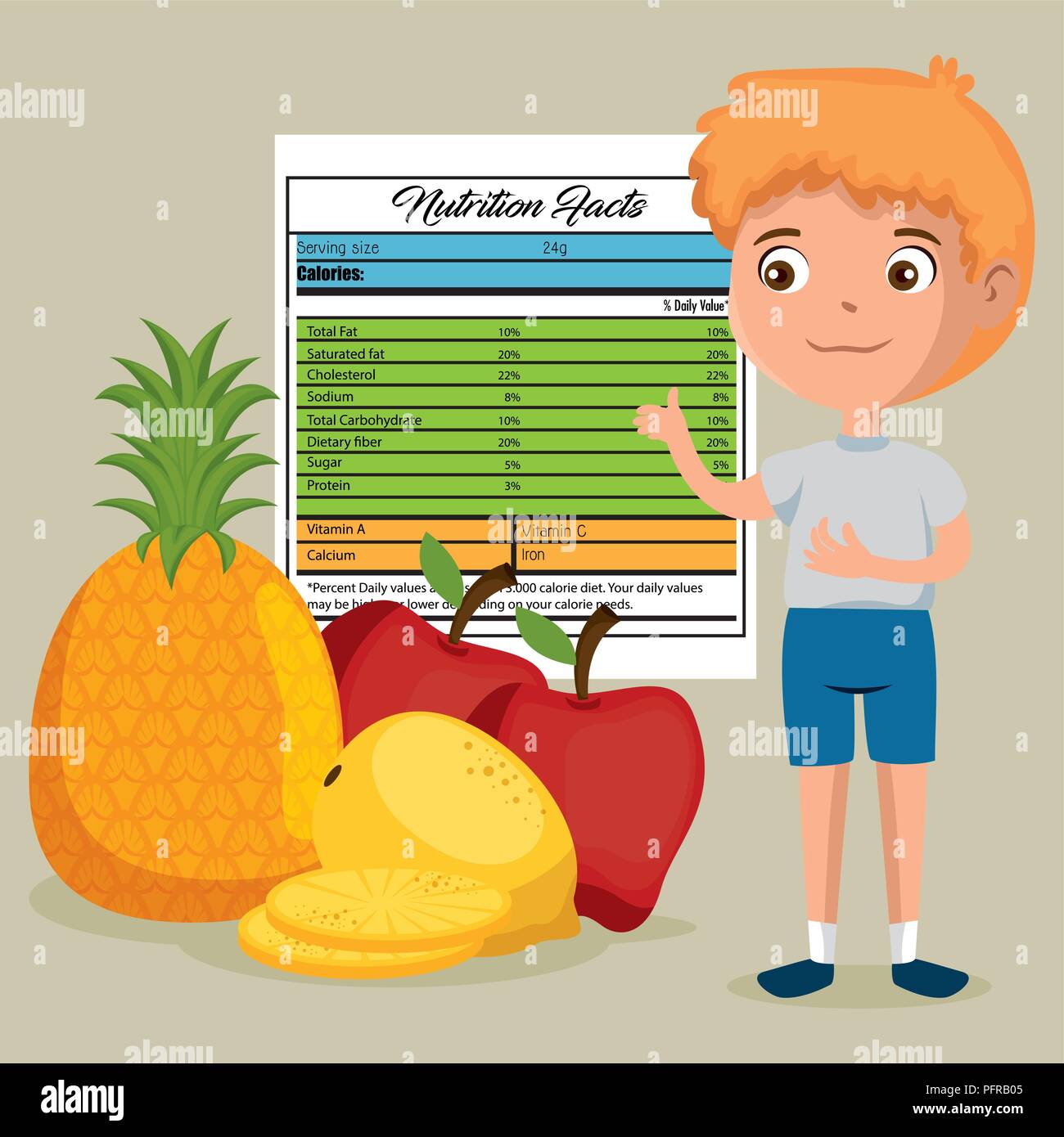 happy boy with nutrition facts Stock Vector Image & Art Alamy