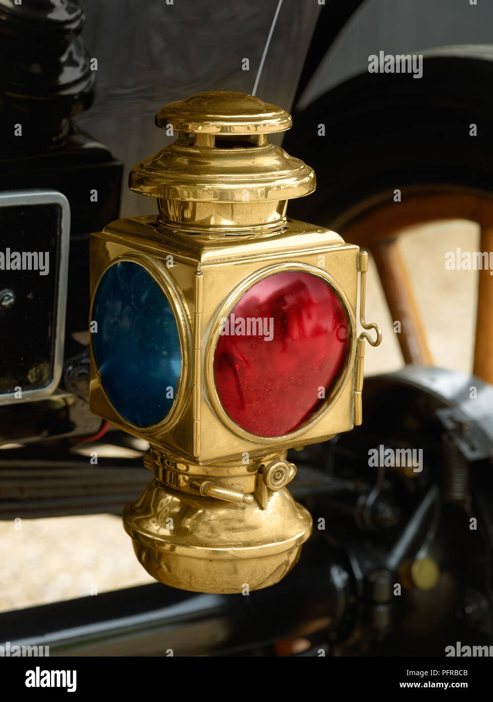 Ford Model T brass headlamp, close-up Stock Photo