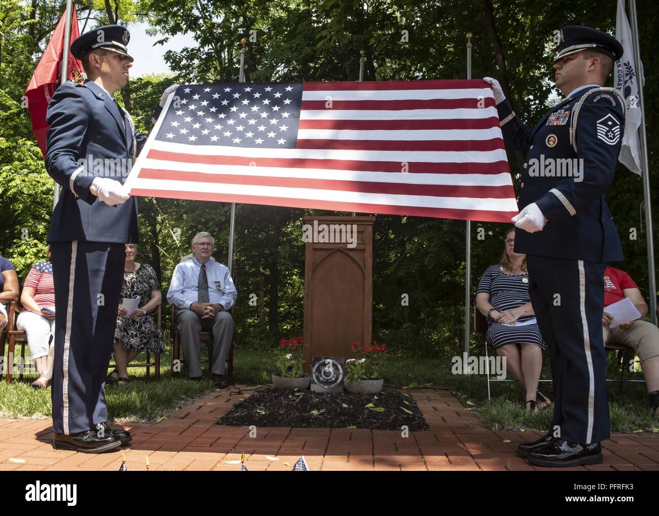The 121st Air Refueling Wing Honor Guard performs at the Memorial Day