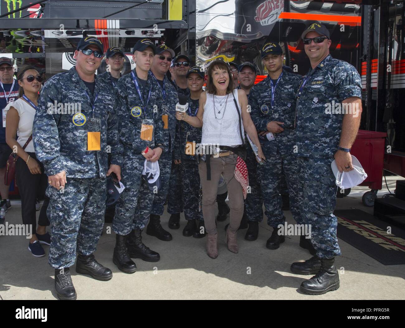 N.C. (May 27, 2018) USS Gerald R. Ford (CVN 78) Sailors pose for a group photo with Claire B