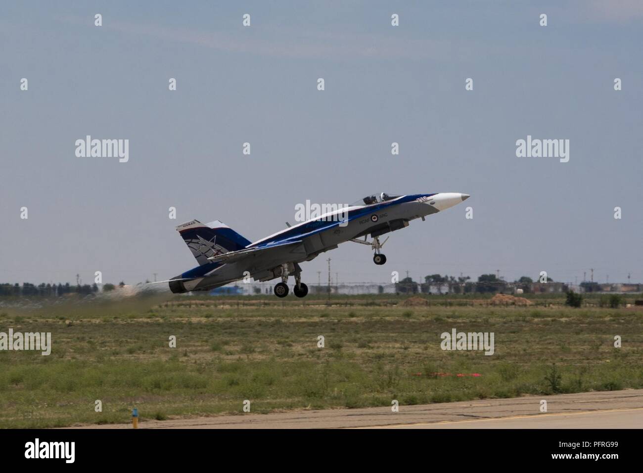 A CF18 with the Royal Canadian Air Force, takes off during the