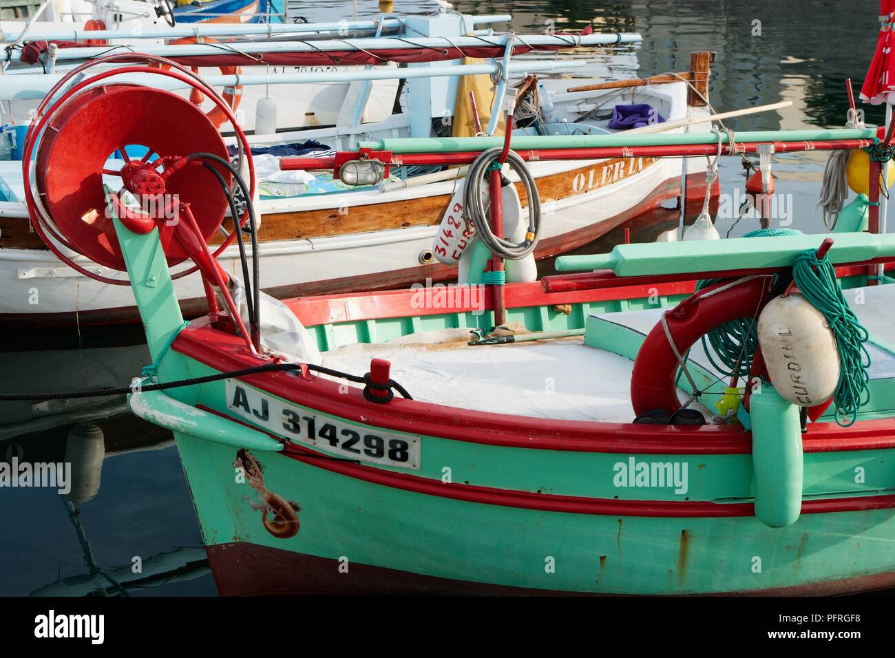 Corsica, Ajaccio, fishing boat moored in harbour Stock Photo