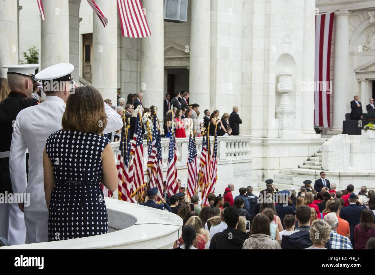Guests attend the 2018 Memorial Day Wreath Laying Ceremony at the Tomb ...