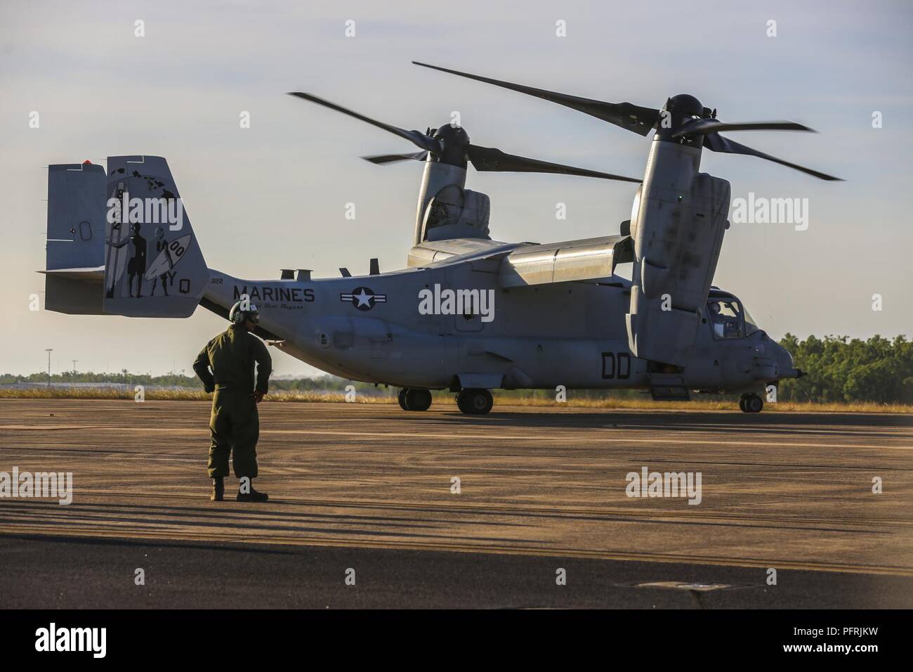 An MV22 Osprey tiltrotor aircraft at Royal Australian Air Force Base Darwin Stock Photo Alamy