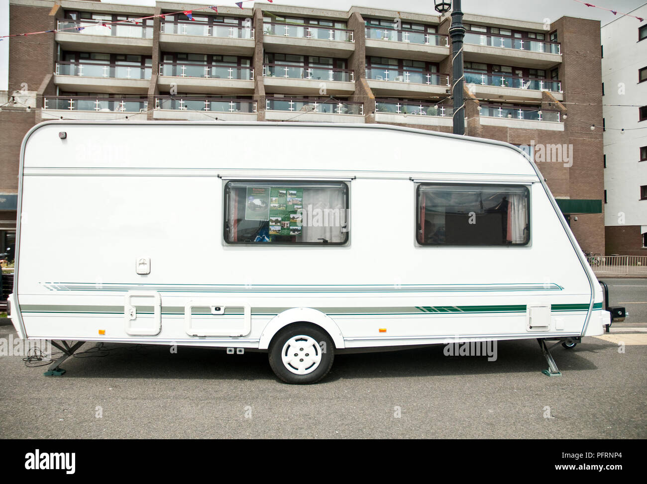 Great Britain, England, West Sussex, Worthing, trailer caravan in a parking area Stock Photo