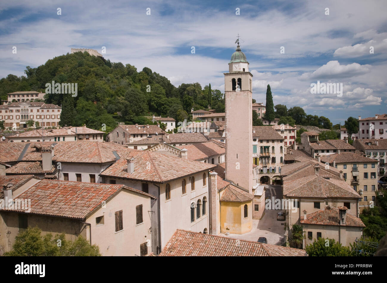 Italy, Veneto, Asolo, view of town and old church Stock Photo