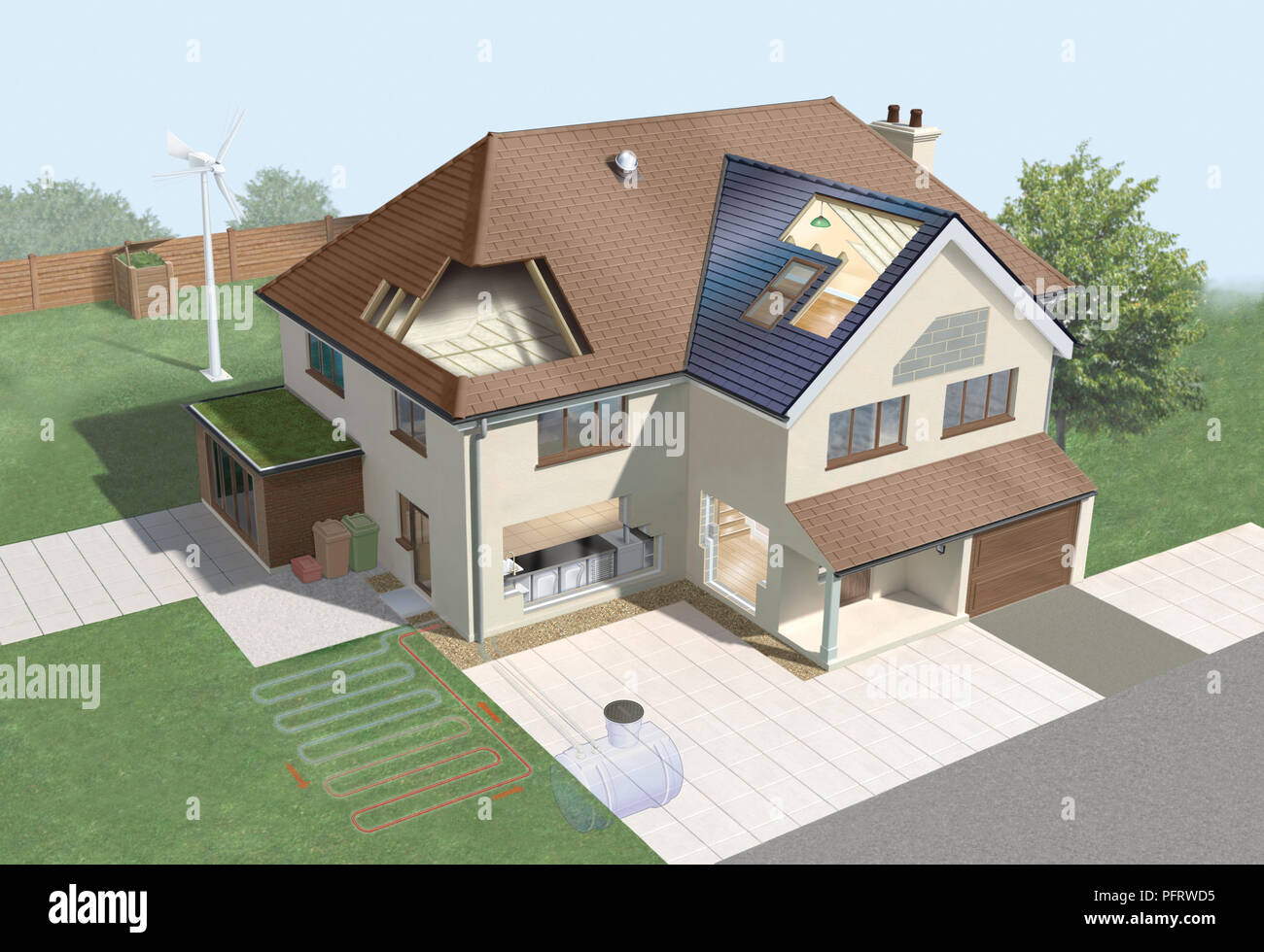 Eco house illustration Stock Photo