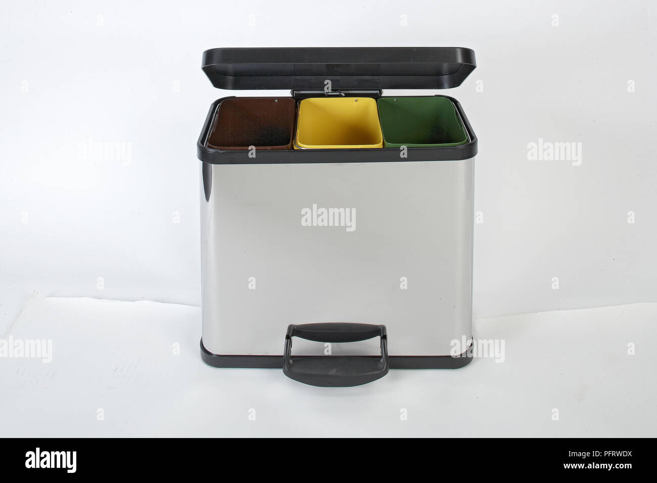 Bin with different compartments for recycling Stock Photo