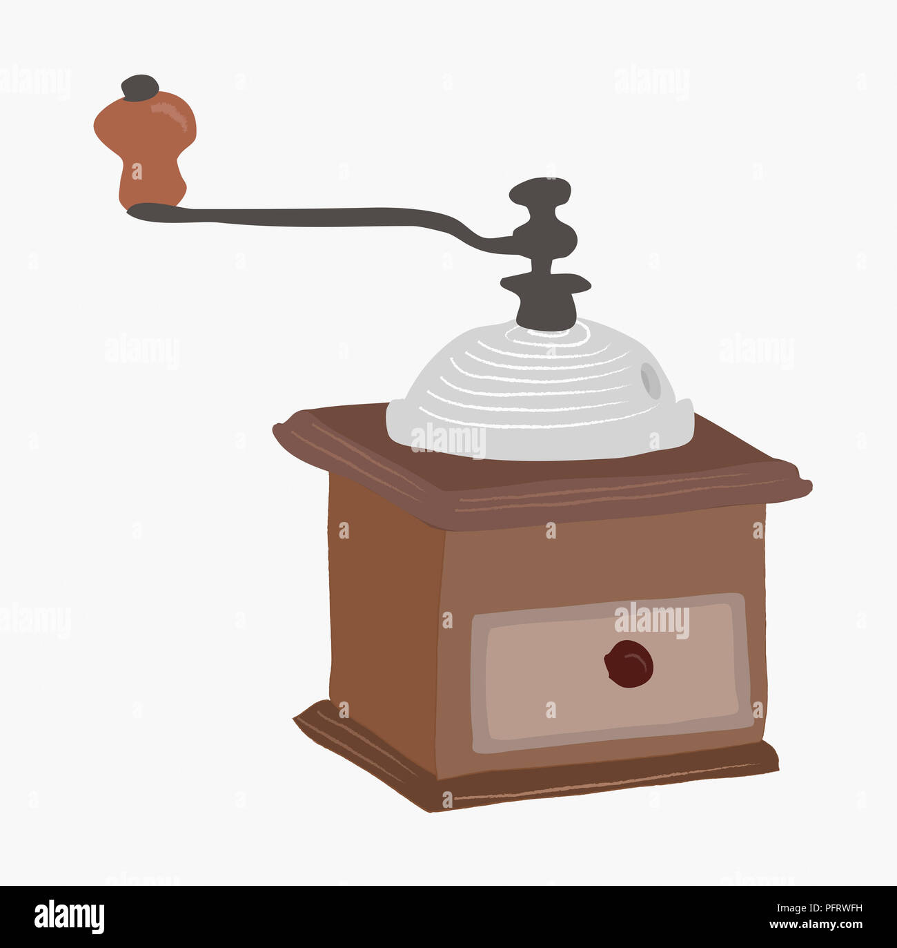 Illustration of a manual coffee grinder Stock Photo