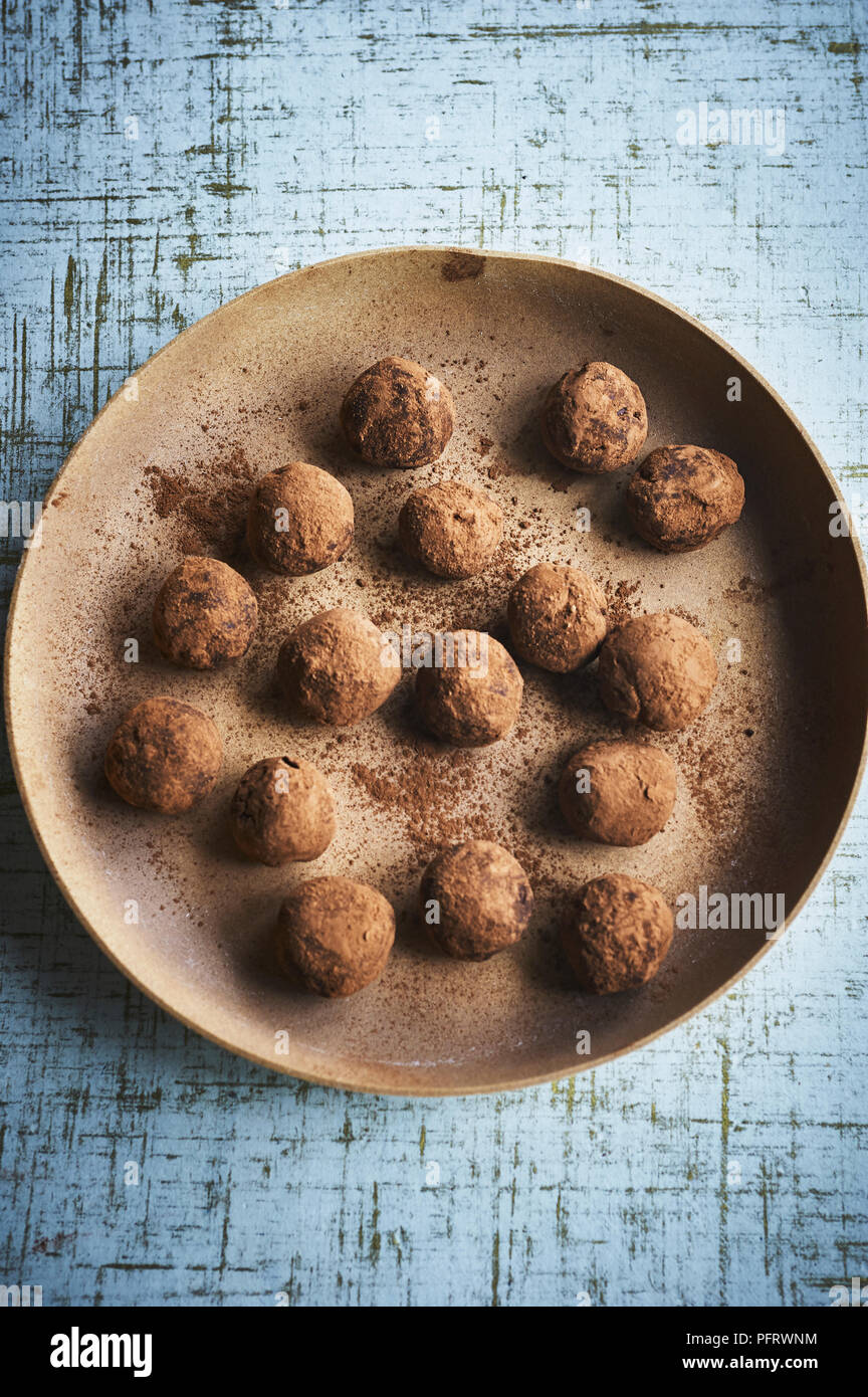 Cocoa-coated truffles Stock Photo
