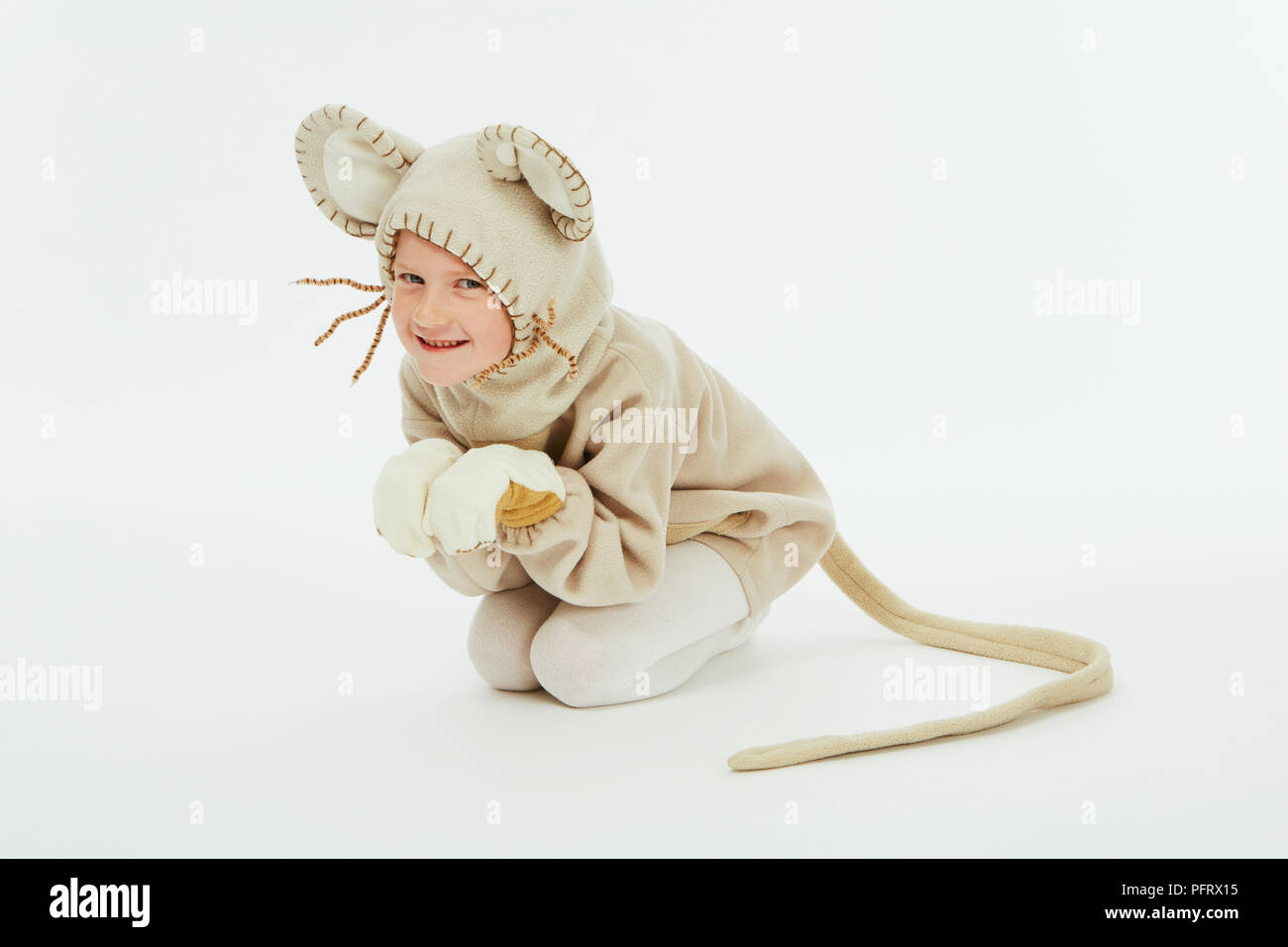 Young girl dressed in mouse costume Stock Photo