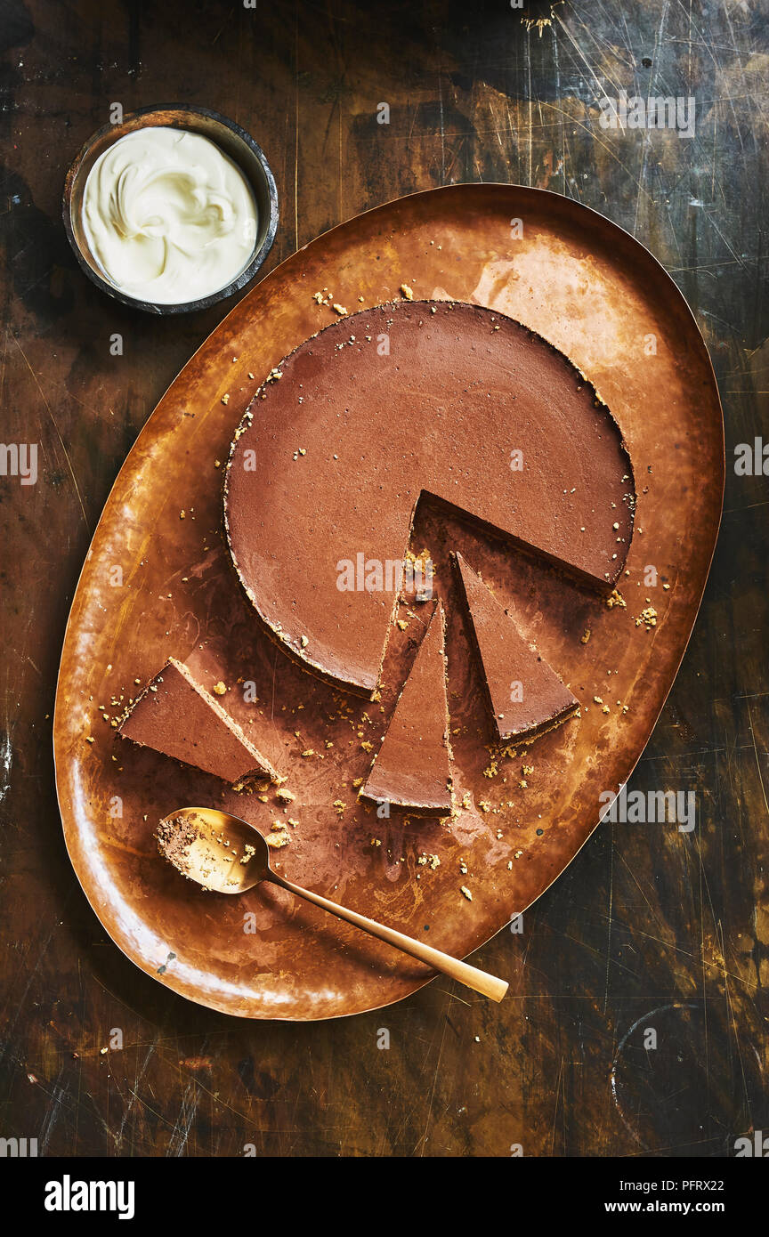 Dark chocolate cheesecake Stock Photo