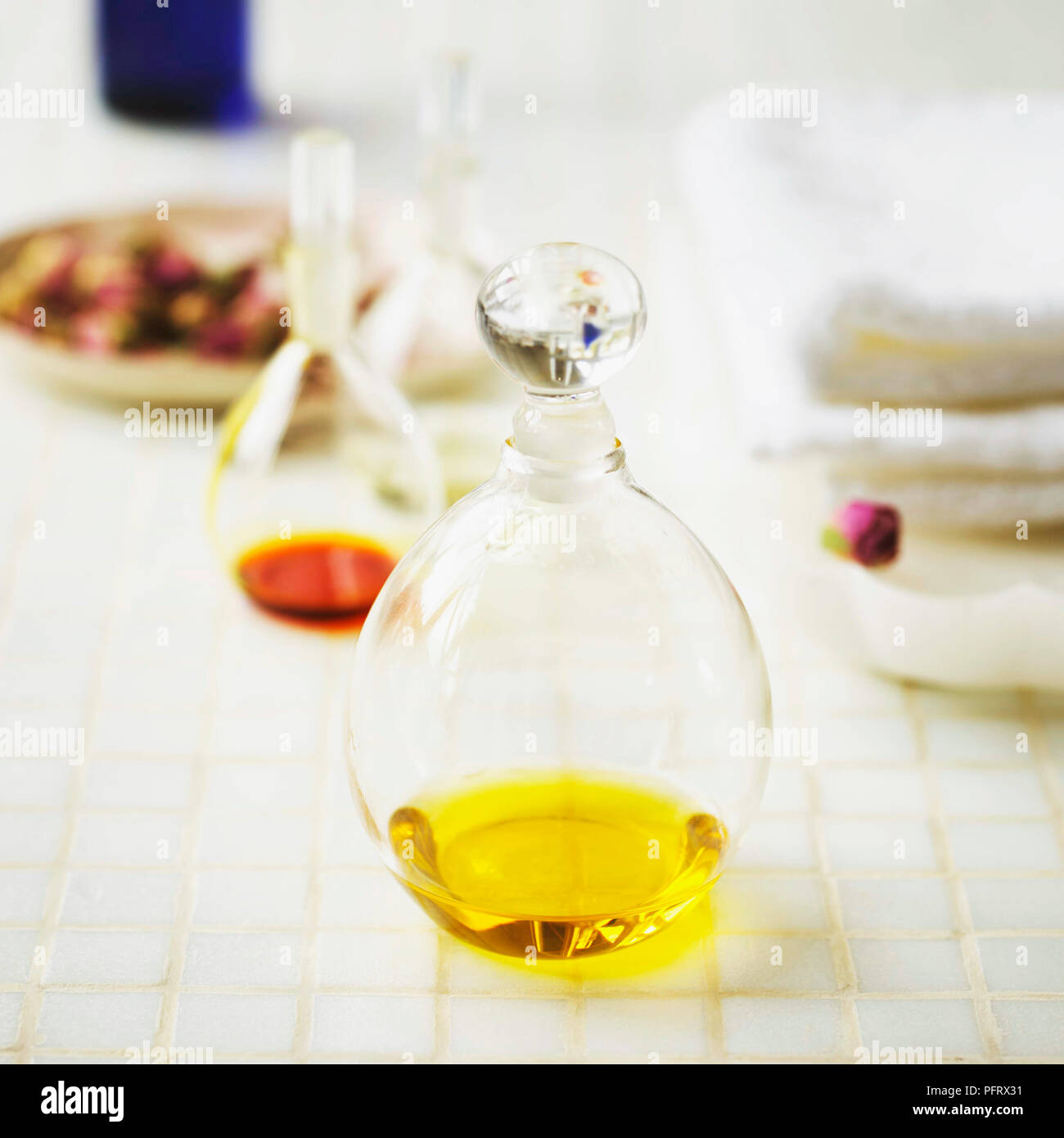 Bottle filled with aromatherapy blend Stock Photo