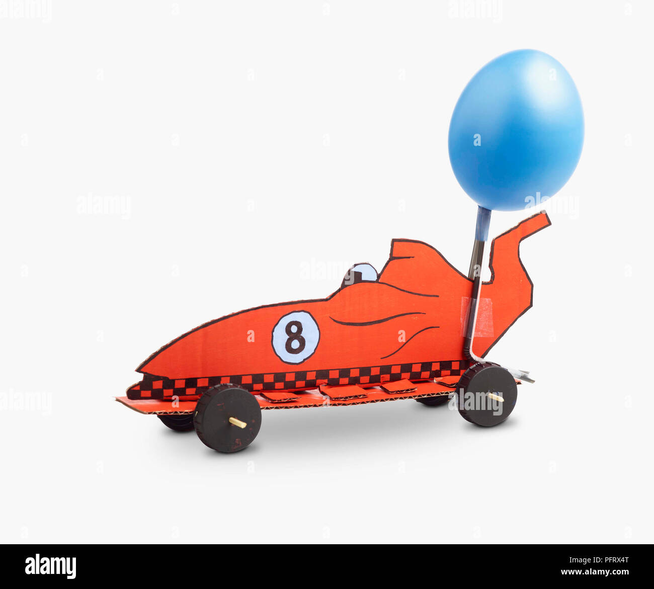 Step 16, finished balloon powered car. Stock Photo