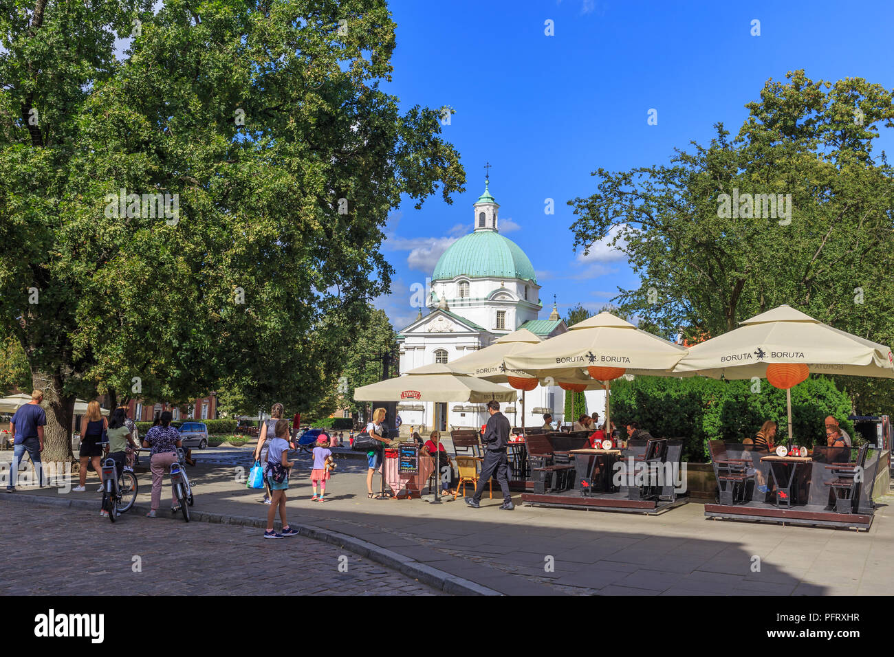 New Town Square with baroque church St. Kazimierz, designed by Tylman of Gameren and monastery complex with small baroque palace Stock Photo