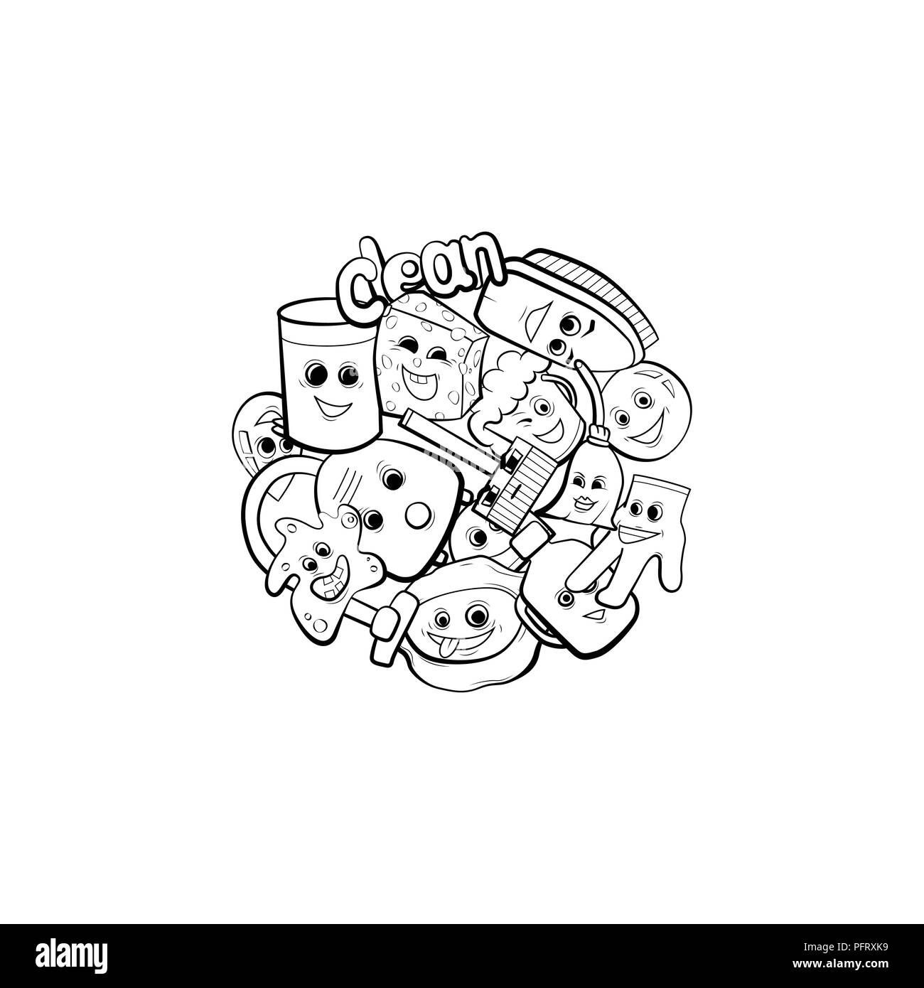 Cleaning design vector illustration. Coloring book. Cleanup icon Stock  Vector Image & Art - Alamy