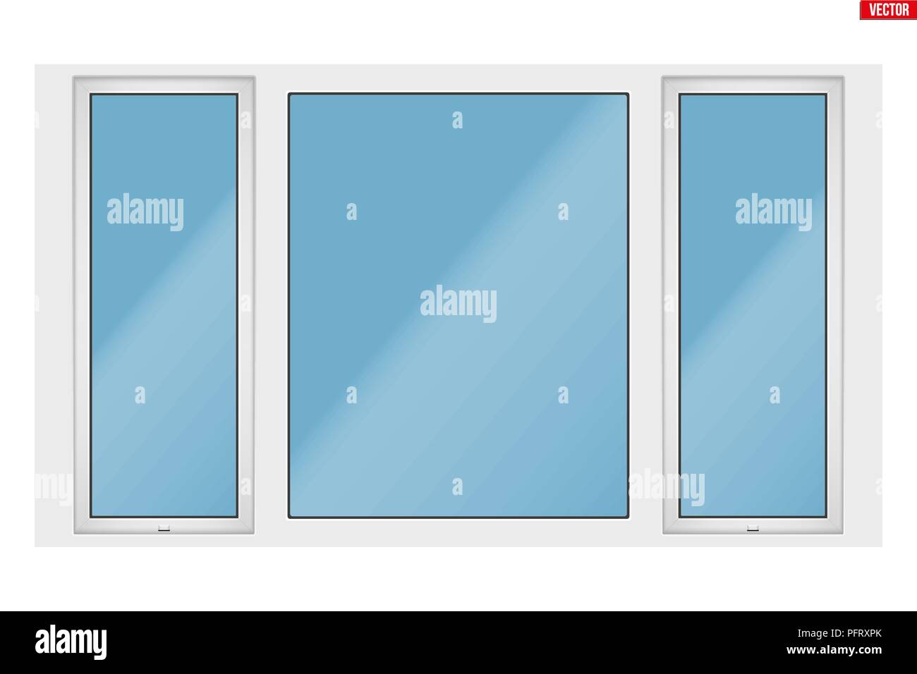 PVC window with three sash Stock Vector