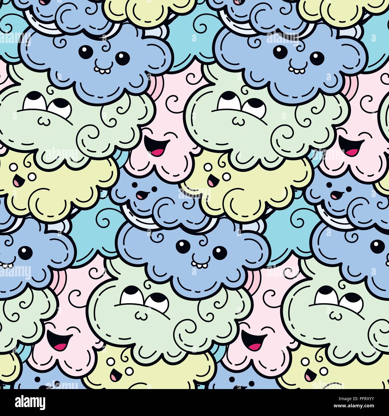 Seamless pattern with funny doodle clouds for prints, designs and ...