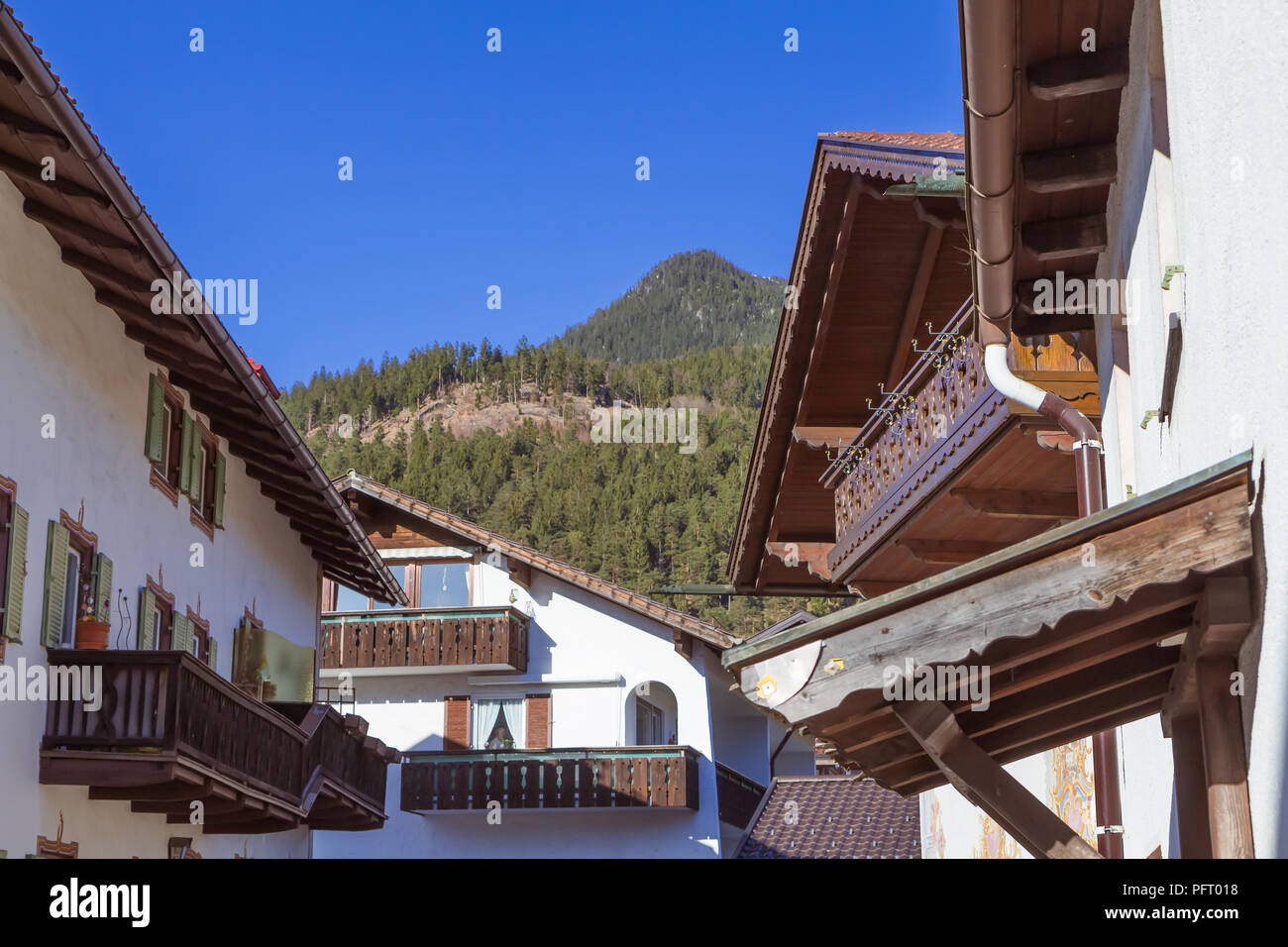 GarmischPartenkirchen, Germany April 7, 2018 street view of of