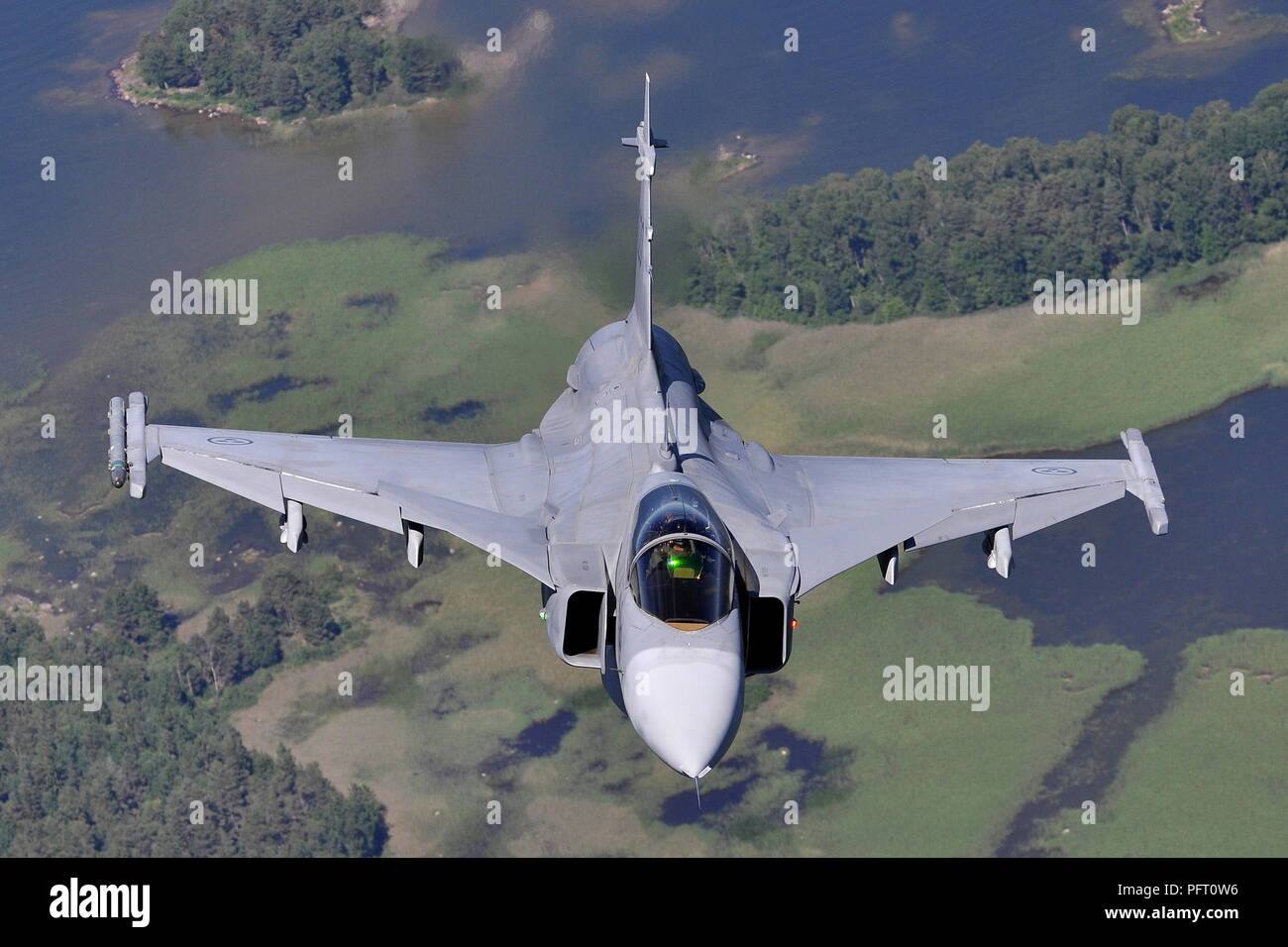 SAAB JAS-39C 39220 OF F7 WING SWEDISH AIR FORCE. Stock Photo