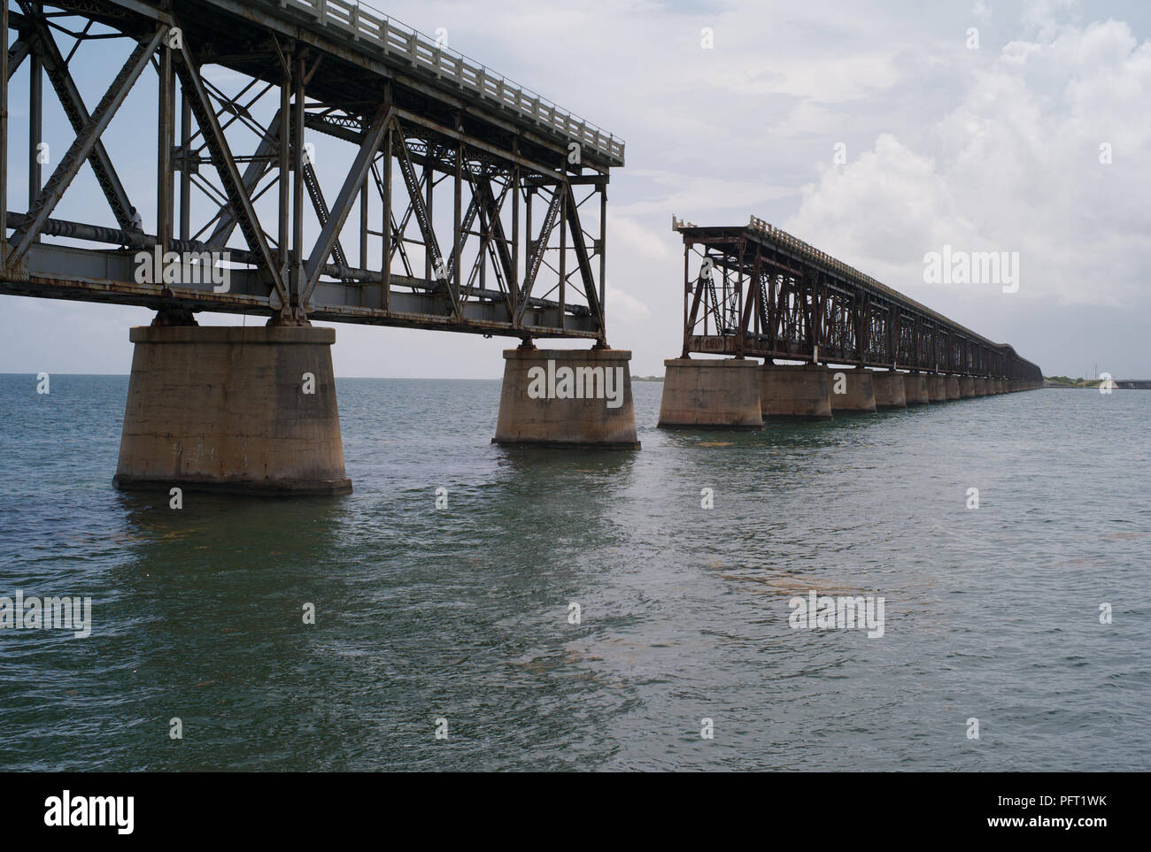 Derelict Railroad Bridge - Bahia Honda Bridge, Florida Keys Stock Photo