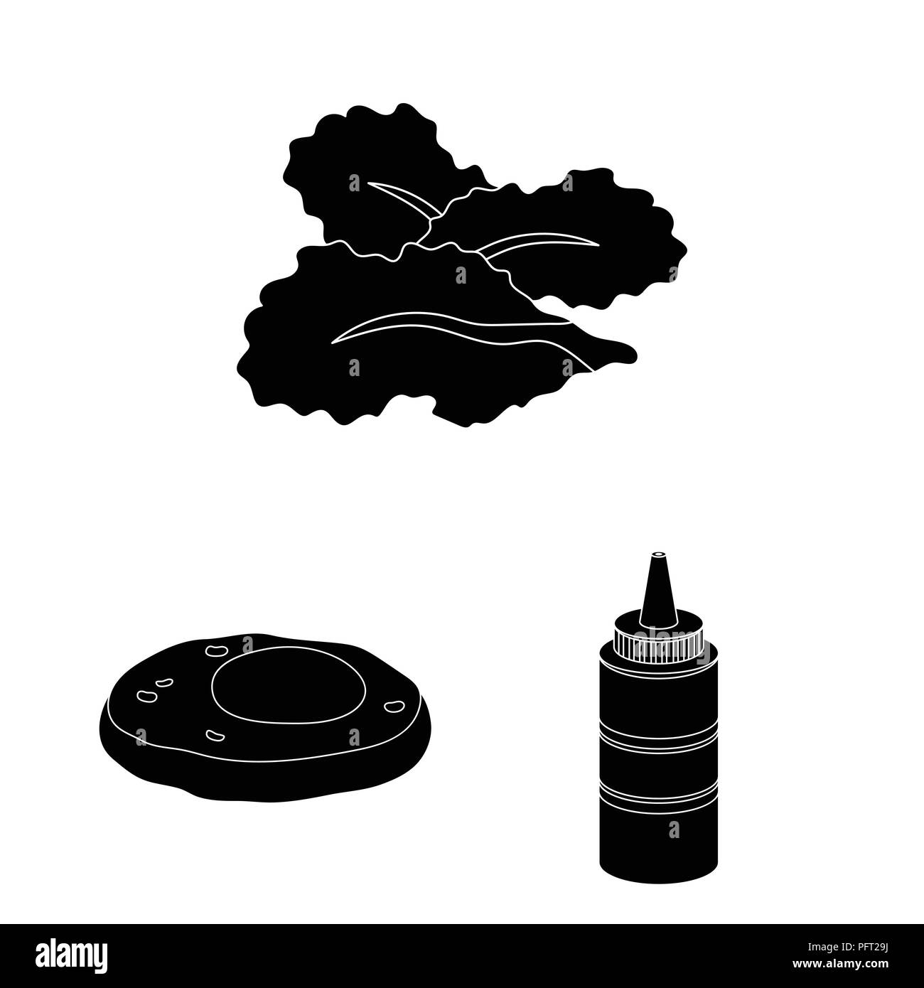 Burger and ingredients black icons in set collection for design. Burger ...