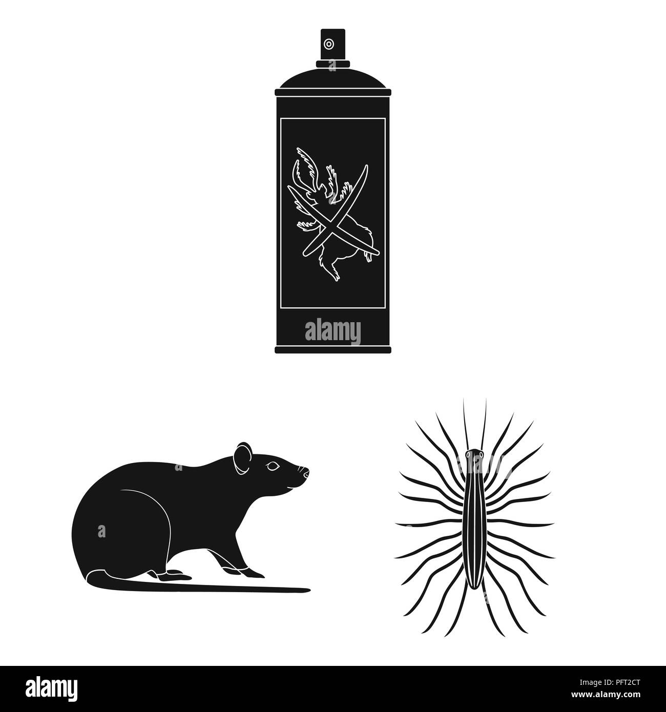 Pest, poison, personnel and equipment black icons in set collection for ...