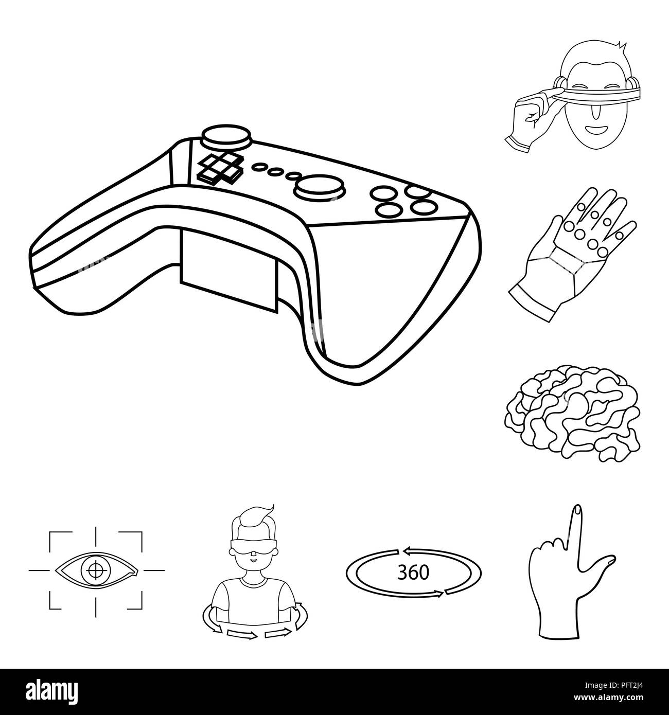 A virtual reality outline icons in set collection for design. Modern ...