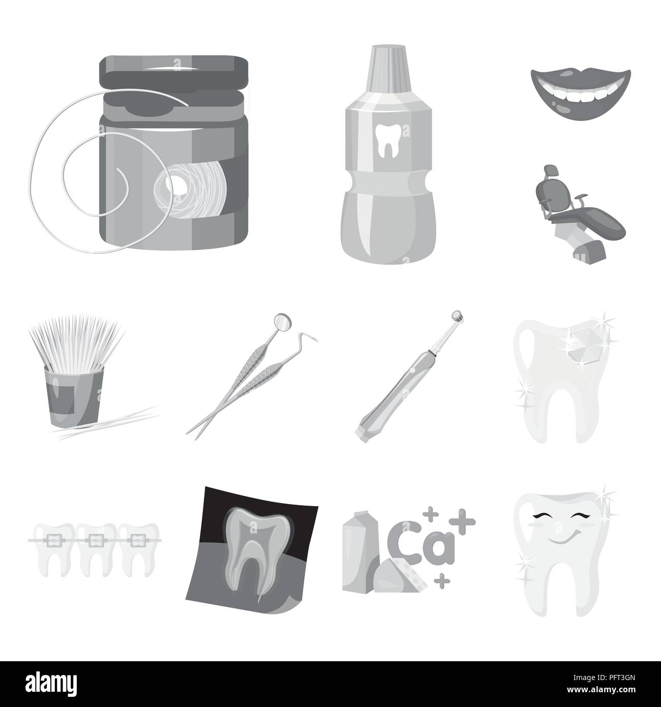Dental care monochrome icons in set collection for design. Care of ...