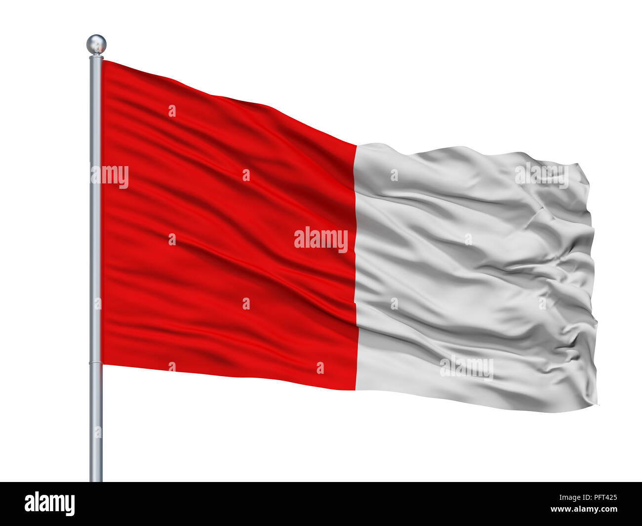 Cork City Flag On Flagpole, Ireland, Isolated On White Background Stock