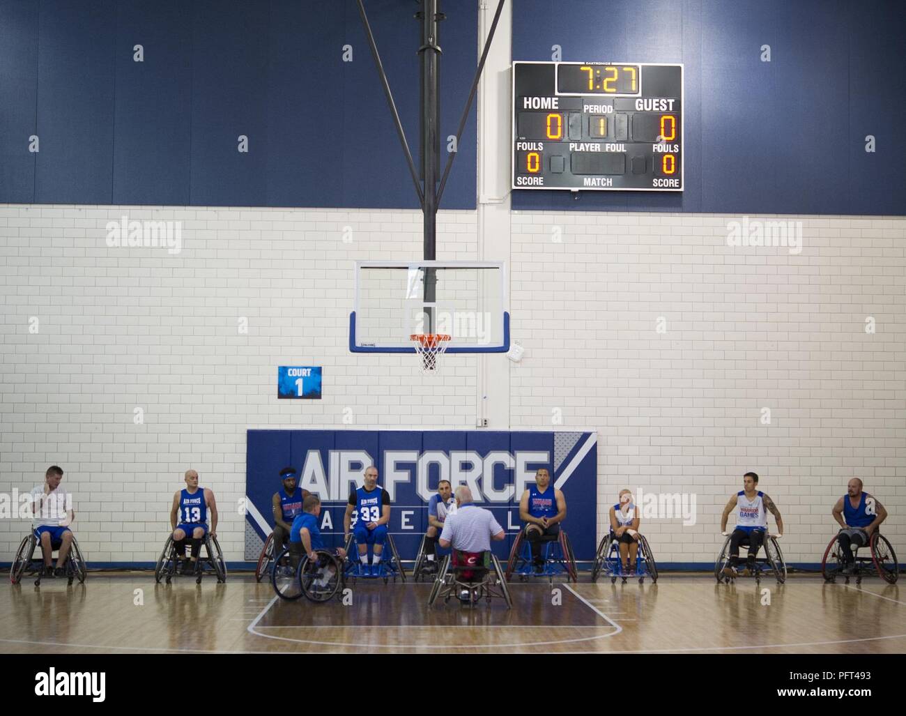 Team Air Force S Wheelchair Basketball Team Lines Up Baseline To Discuss Strategy During A Practice At The Dod Warrior Games May 30 2018 The Warrior Games Taking Place June 1 9 2018 At