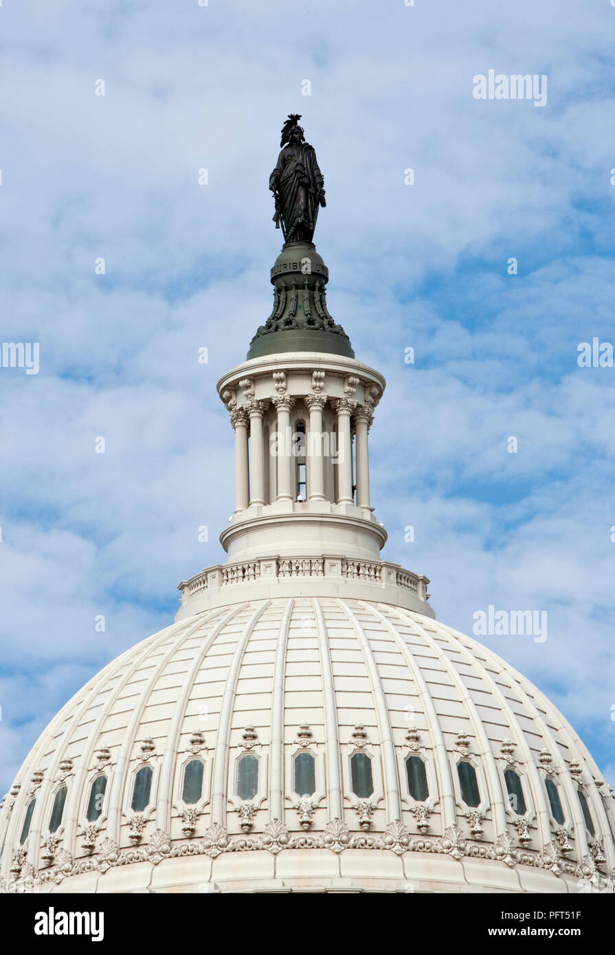 USA, Washington DC, US Capitol, statue of freedom on top of the dome Stock Photo