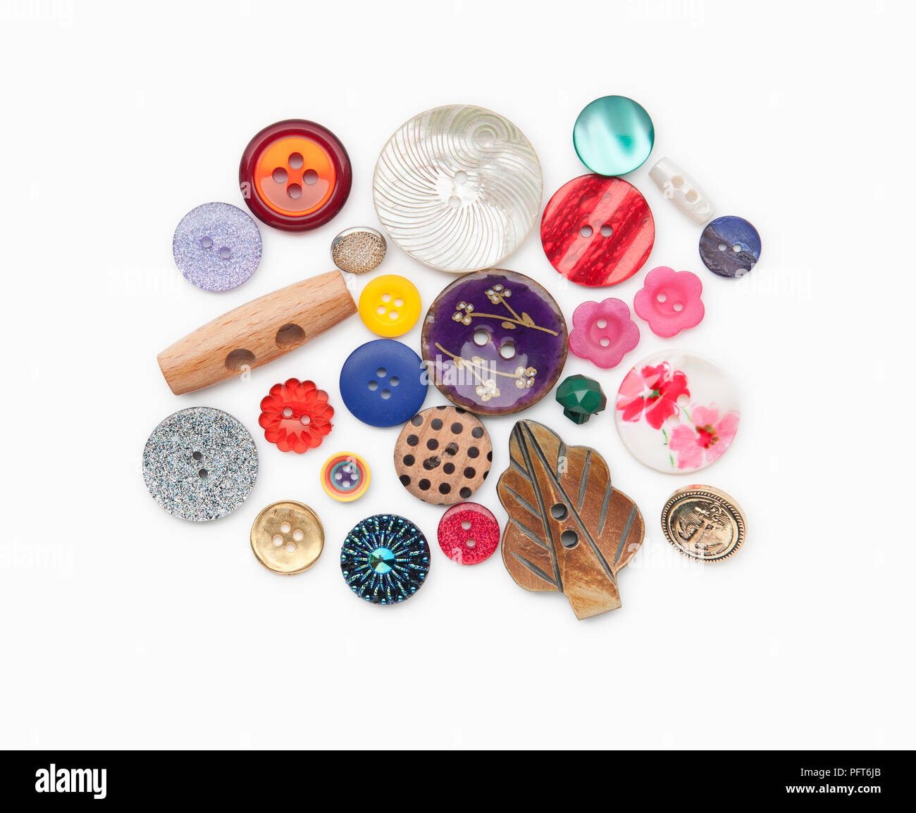 A selection of colourful buttons Stock Photo