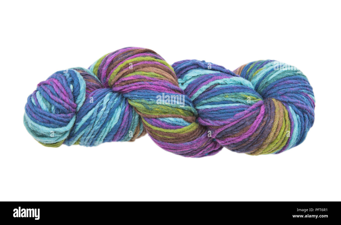 Chunky multi-coloured yarn Stock Photo