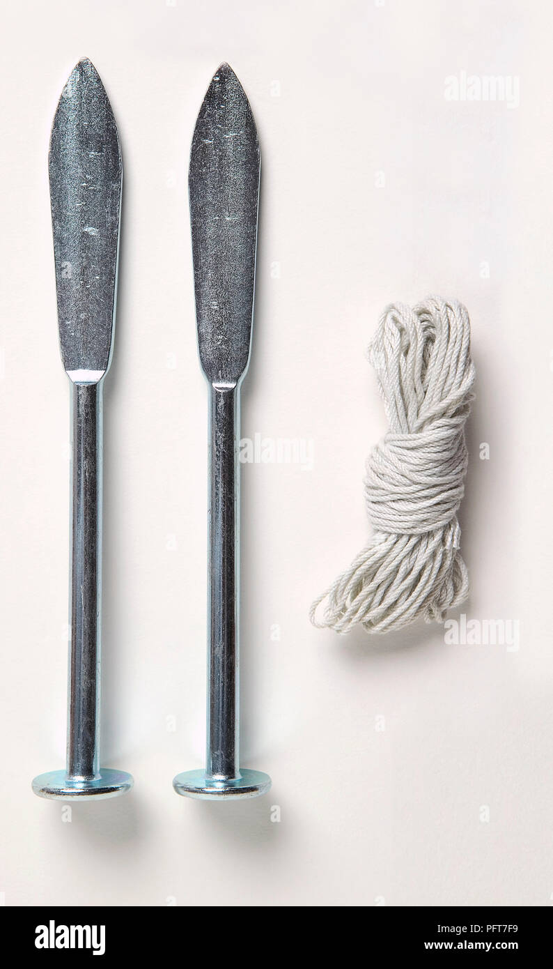 Line pins and rope for bricklaying Stock Photo - Alamy