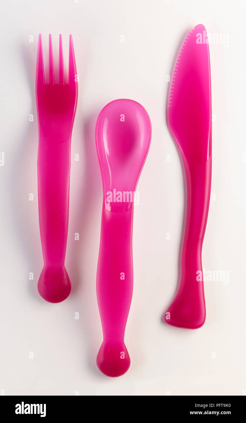 Pink cutlery set Stock Photo Alamy
