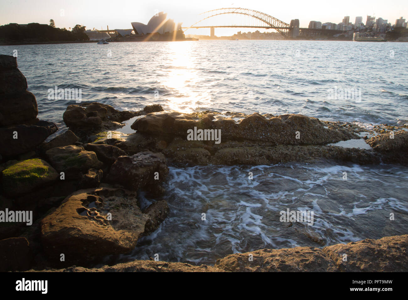 Sydney Opera House and Sydney Harbour Bridge at sunset viewed from Mrs ...