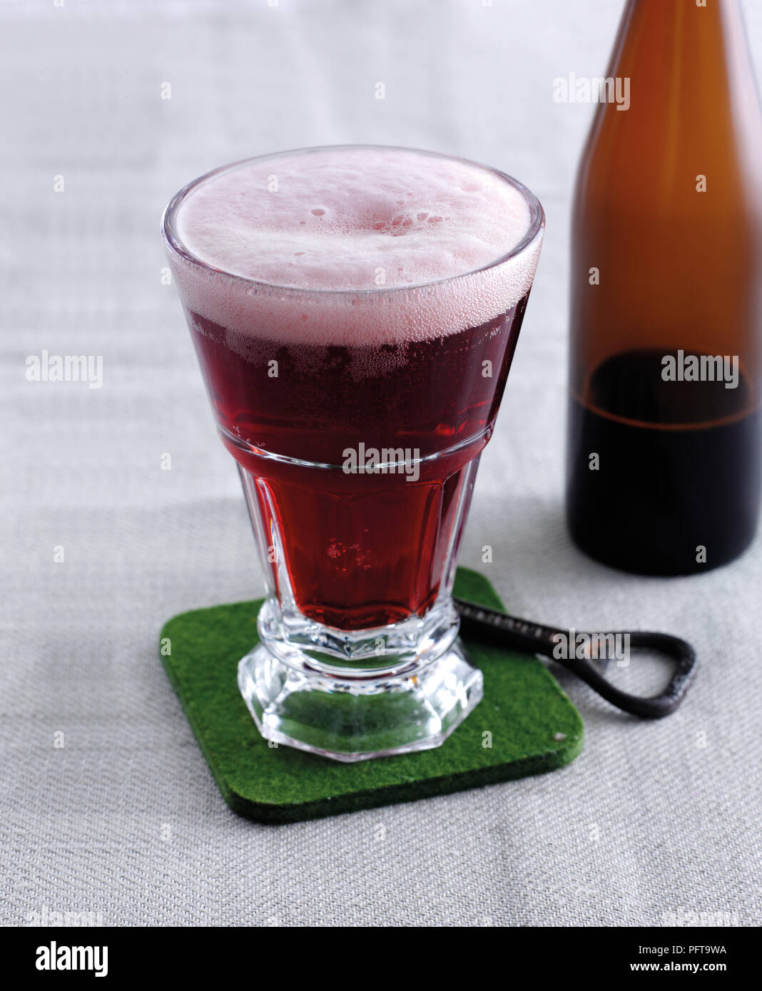 Raspberry wheat beer Stock Photo