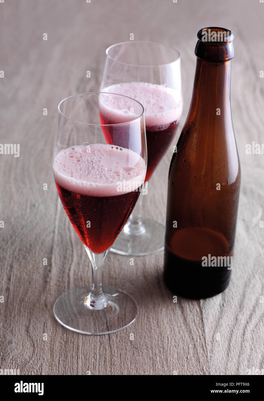 Cherry lambic (Kriek lambic), Belgian cherry beer Stock Photo