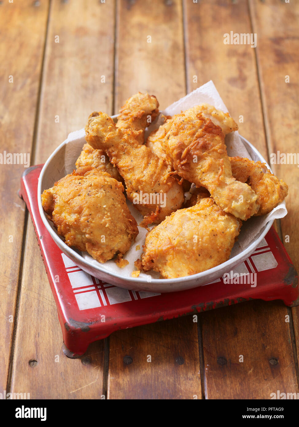 Fried chicken legs and wings Stock Photo