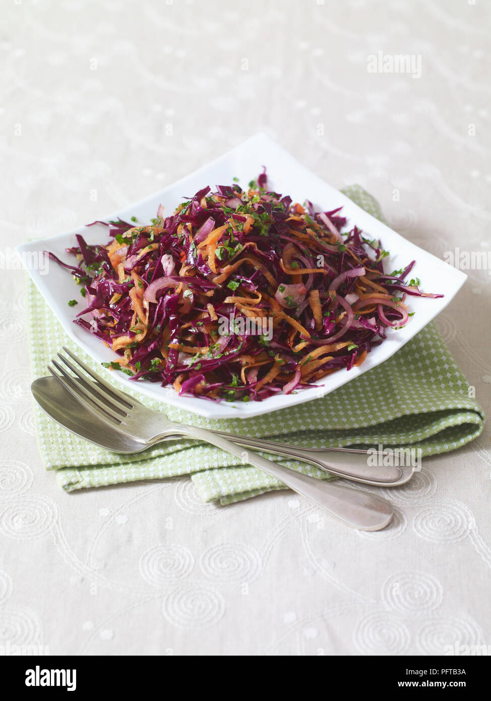 Asian spicy slaw, shredded cabbage Stock Photo