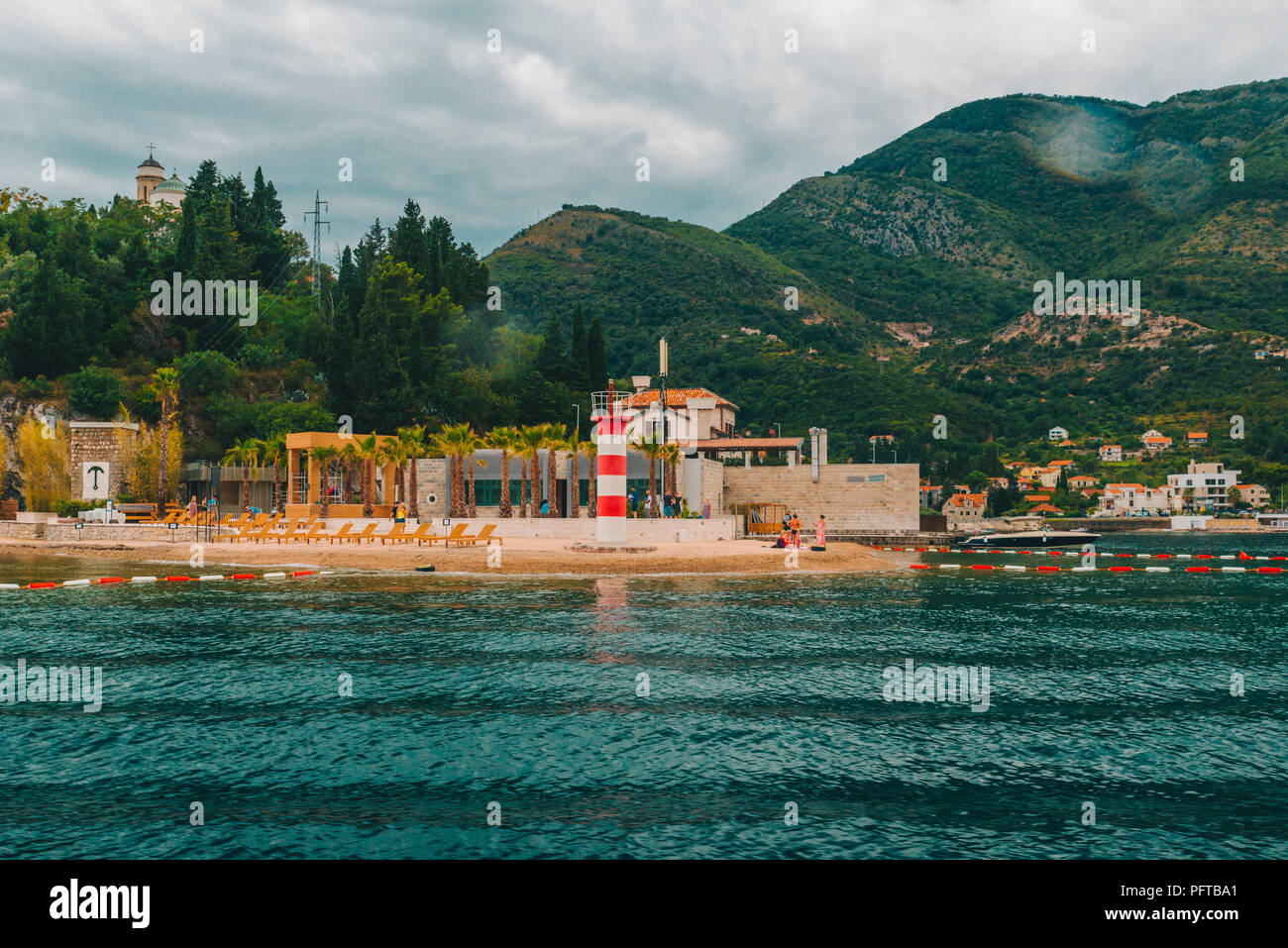 lighthouse in kotor bay, montenegro. summer vacation Stock Photo Alamy